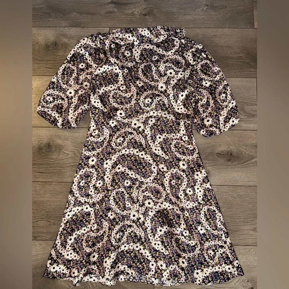 NWT SANDRO 100% Silk V-Neck Casablanca Mini Dress Size 38 (US 6)